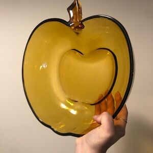 Amber Glass Hazel Atlas Harvest Bowl Apple Art Piece